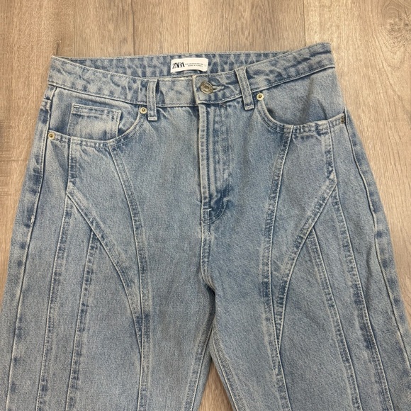 Zara Mugler Inspired Blue Straight Leg Jeans Size US 8 Euro 40 - Picture 6 of 11